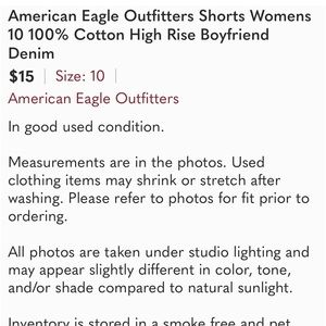 American Eagle Outfitters Shorts Womens 10 100% Cotton High Rise Boyfriend Denim